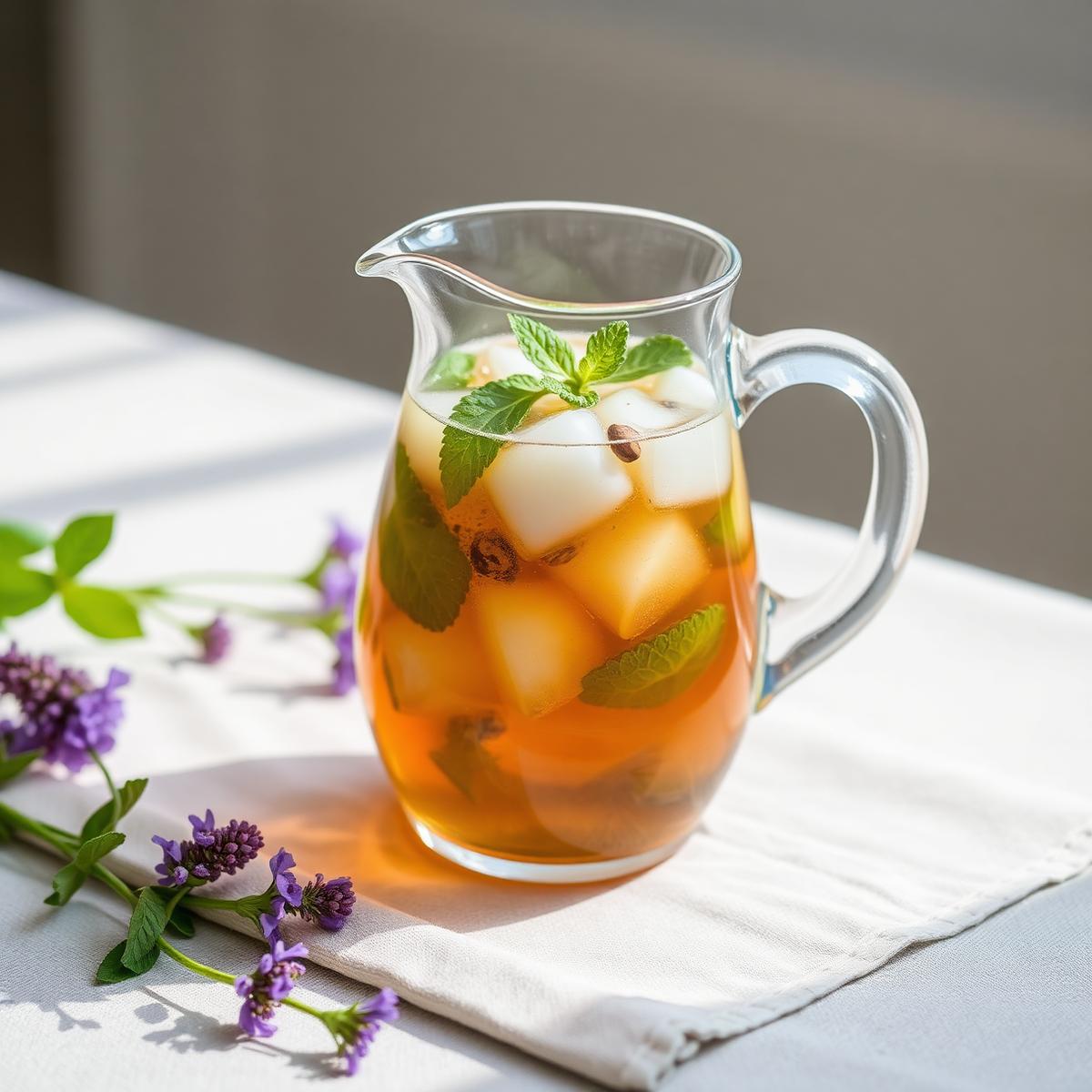 Iced herbal infusion with mint
